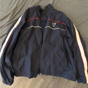Nike Navy Windbreaker with Red and White Stripes
